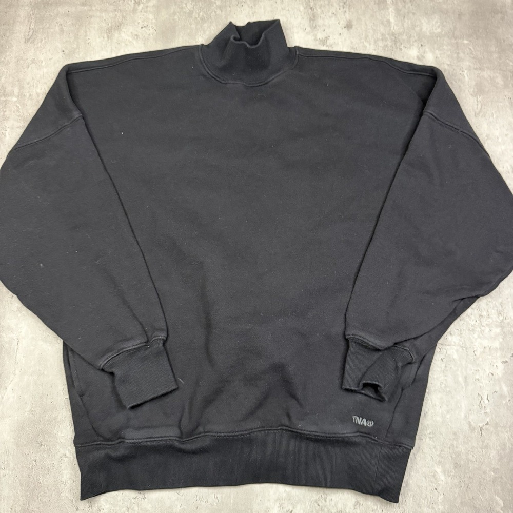 TNA Aritzia Cozy Sweatfleece Mega Fit Mock Neck Black Women’s Size 1 Crewneck